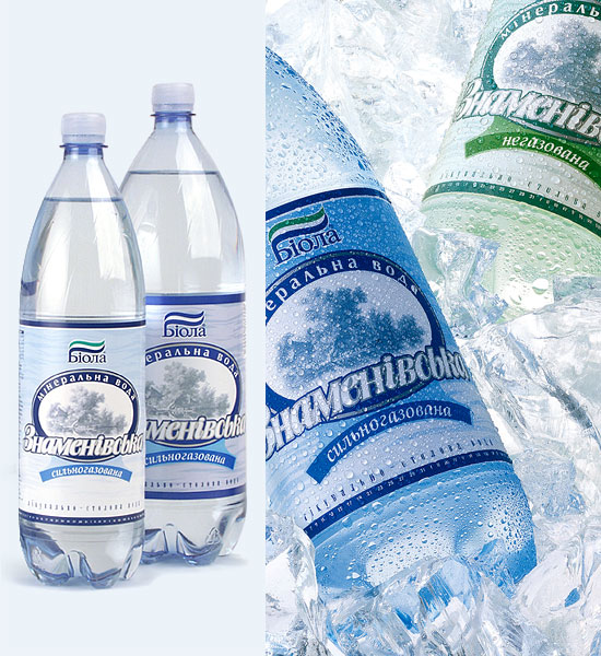 Mineral water “Znamenovskaya. Label design. Year 2004.